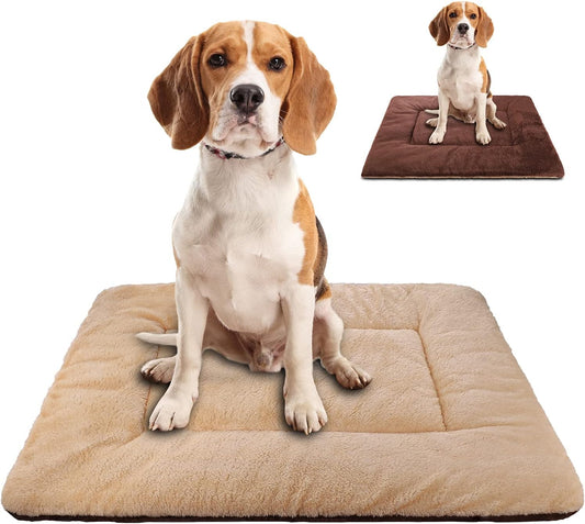Double-Sided Plush Pet Sleeping Mats, Super Soft Dog Mattresses, Cat Mattresses, Soft Crate Mats, Machine Washable Dog Cage Pet Mats, Kennel Mats for Large, Medium and Small (Large)