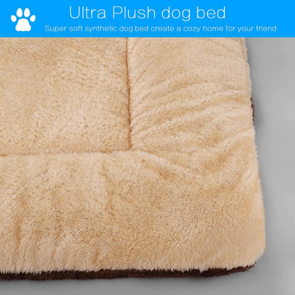 Double-Sided Plush Pet Sleeping Mats, Super Soft Dog Mattresses, Cat Mattresses, Soft Crate Mats, Machine Washable Dog Cage Pet Mats, Kennel Mats for Large, Medium and Small (Large)