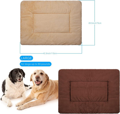 Double-Sided Plush Pet Sleeping Mats, Super Soft Dog Mattresses, Cat Mattresses, Soft Crate Mats, Machine Washable Dog Cage Pet Mats, Kennel Mats for Large, Medium and Small (Large)